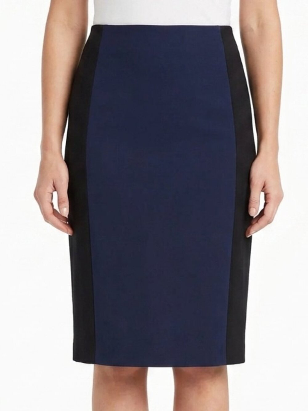 Lord & Taylor Black/Navy Colour Block Pencil Skirt- Sz. 8